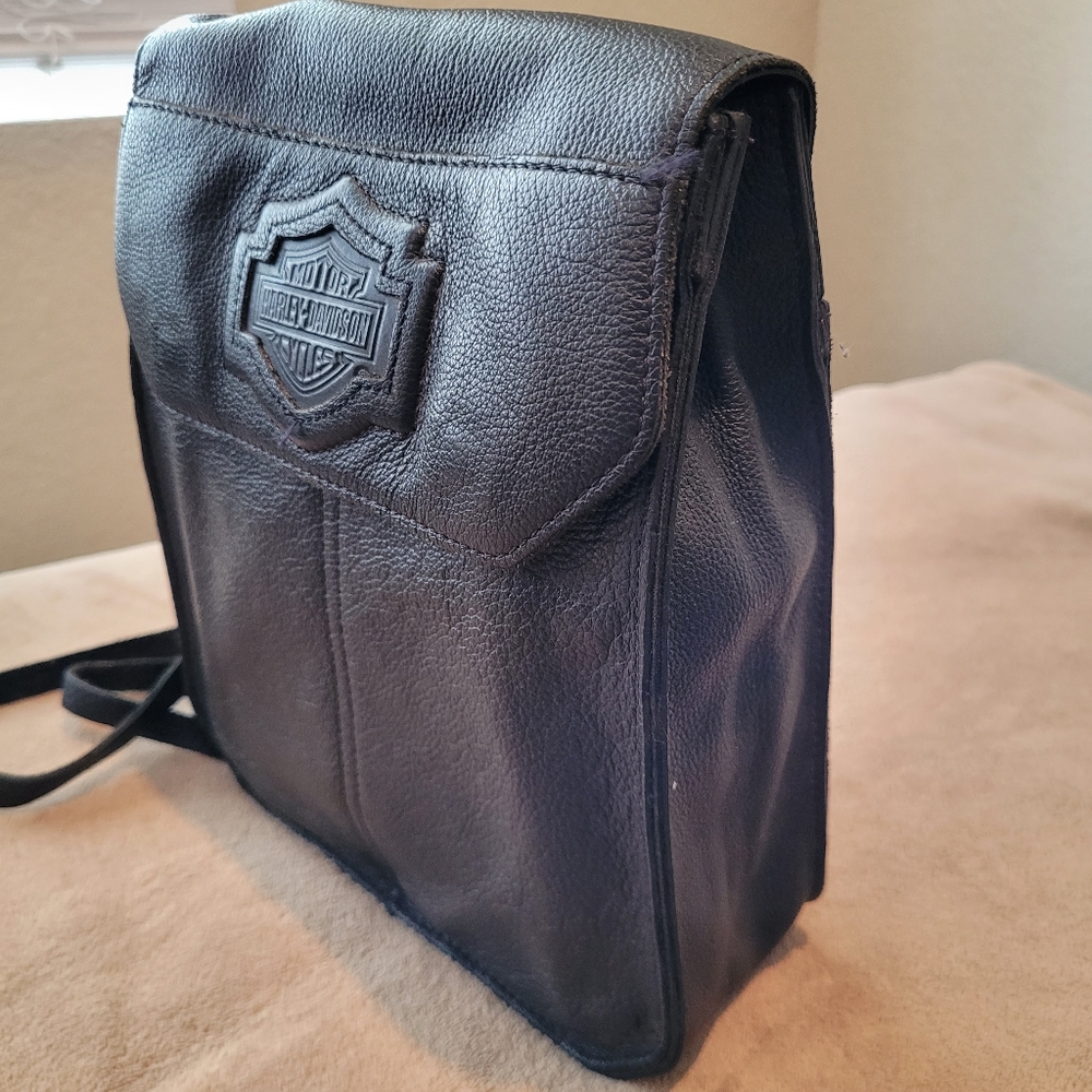 Harley Davidson Black LEATHER Backpack-style Purse